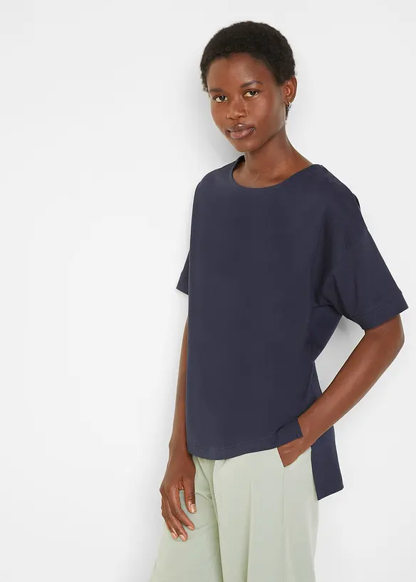 Bpc Bonprix Collection Oversize Baumwoll-T-Shirt Mit Seitenschlitzen