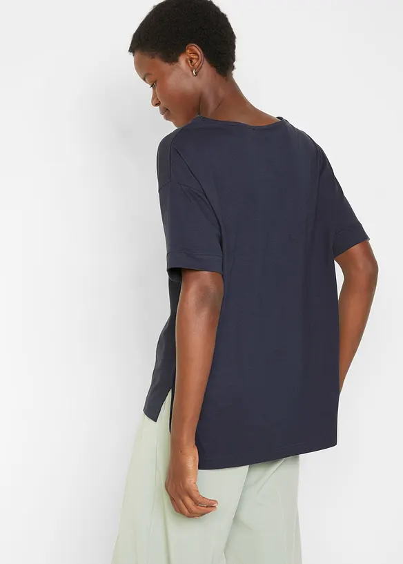 Bpc Bonprix Collection Oversize Baumwoll-T-Shirt Mit Seitenschlitzen