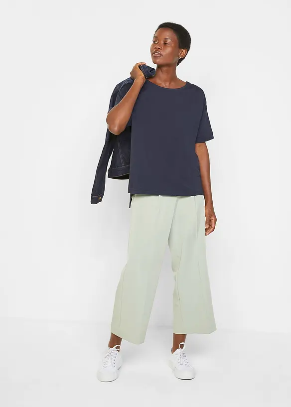 Bpc Bonprix Collection Oversize Baumwoll-T-Shirt Mit Seitenschlitzen