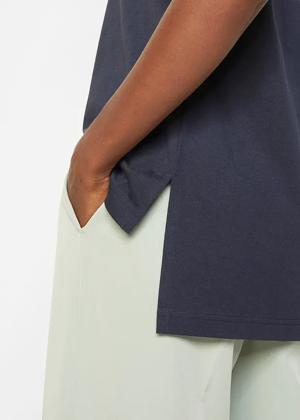 Bpc Bonprix Collection Oversize Baumwoll-T-Shirt Mit Seitenschlitzen