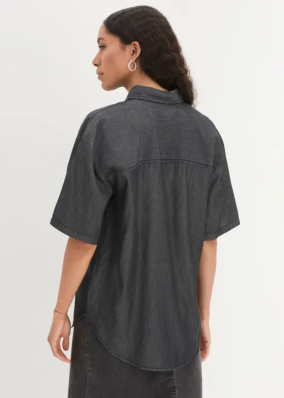Bpc Bonprix Collection Oversize Stretch-Jeansbluse, Halbarm