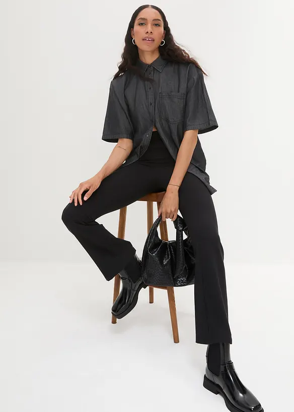 Bpc Bonprix Collection Oversize Stretch-Jeansbluse, Halbarm
