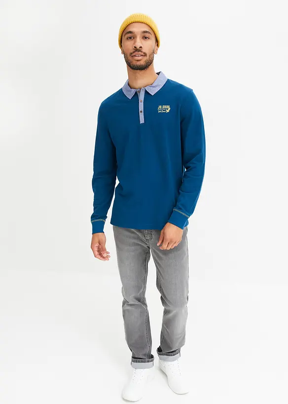 John Baner JEANSWEAR Piquè-Poloshirt Aus Bio-Baumwolle, Langarm
