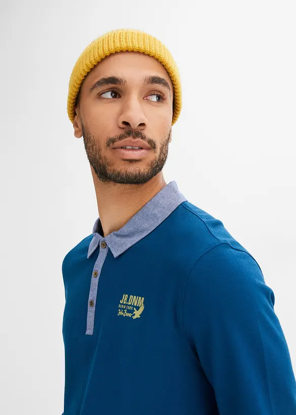 John Baner JEANSWEAR Piquè-Poloshirt Aus Bio-Baumwolle, Langarm