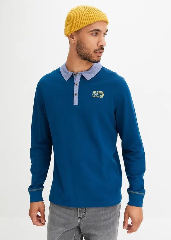 John Baner JEANSWEAR Piquè-Poloshirt Aus Bio-Baumwolle, Langarm