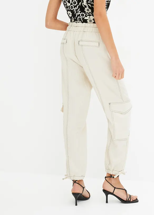 RAINBOW Cargohose Mit Leinenanteil Und Bindeband