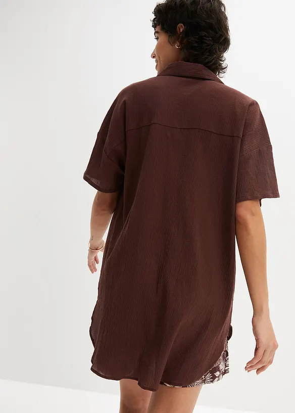 RAINBOW Oversized Baumwoll Bluse Mit Schnürung