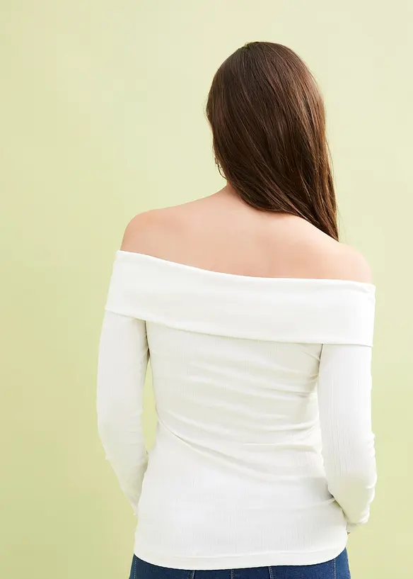 RAINBOW Schulterfreies Rippshirt