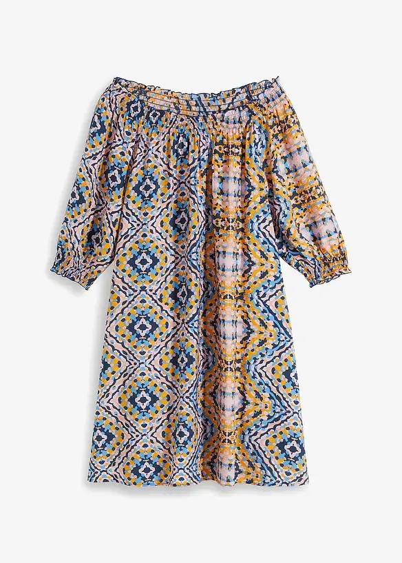 RAINBOW Webkleid Mit Carmenausschnitt