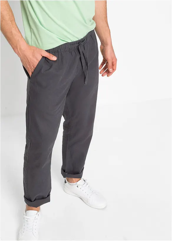 Bonprix Regular Fit Chino-Schlupfhose Mit Leinenanteil, Straight
