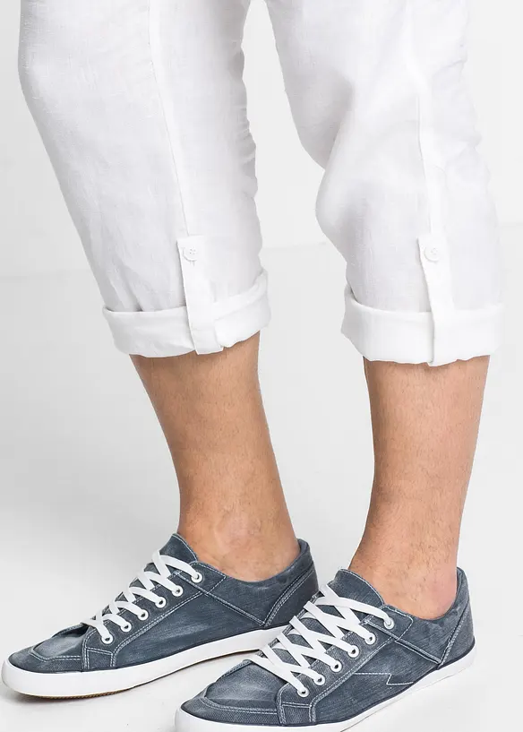 Bonprix Regular Fit Leinenhose Mit Turn-Up, Straight