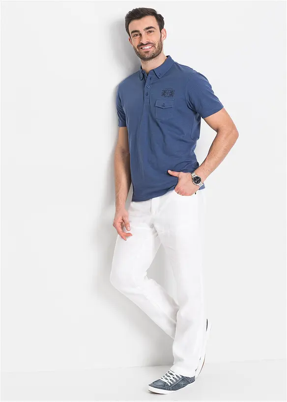 Bonprix Regular Fit Leinenhose Mit Turn-Up, Straight
