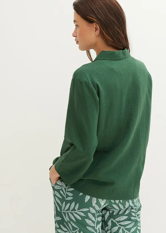 Bpc Bonprix Collection Reverskragen-Bluse Mit Leinen