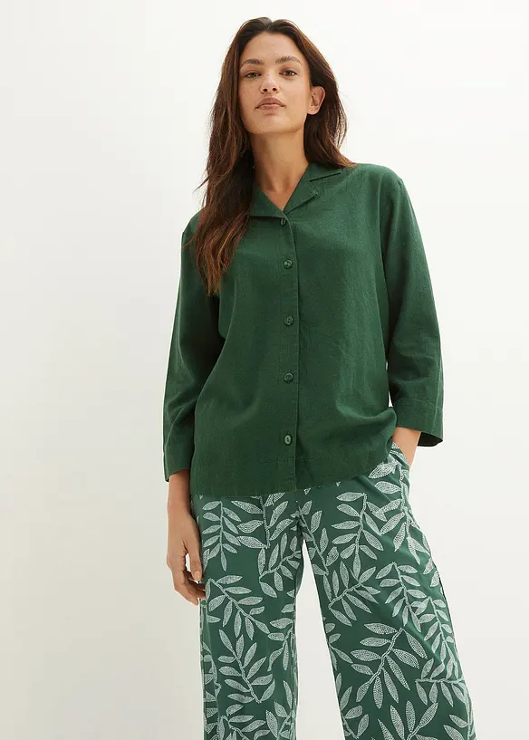 Bpc Bonprix Collection Reverskragen-Bluse Mit Leinen