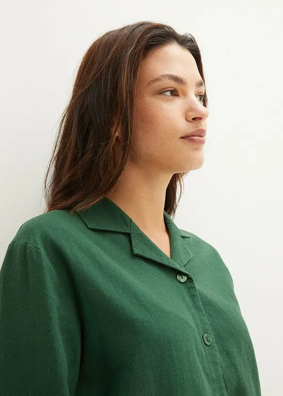 Bpc Bonprix Collection Reverskragen-Bluse Mit Leinen