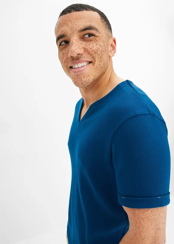 John Baner JEANSWEAR Rippshirt Aus Bio-Baumwolle, Kurzarm