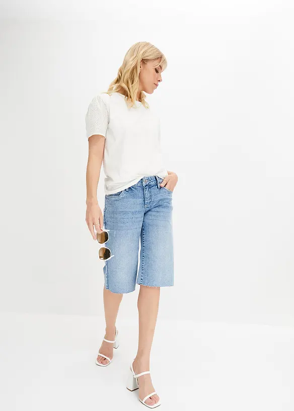 Bpc Bonprix Collection Rundhals-Shirt Mit Lochstickerei