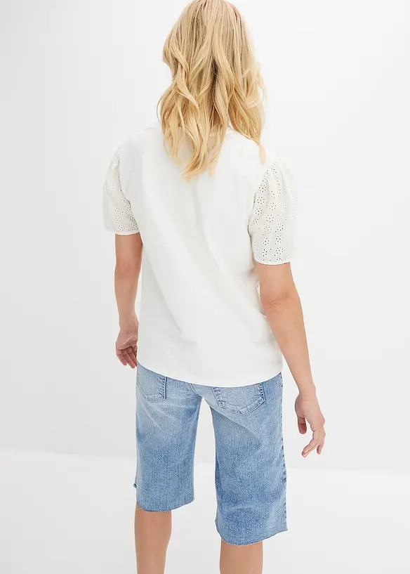 Bpc Bonprix Collection Rundhals-Shirt Mit Lochstickerei