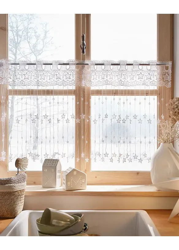 Bpc Living Bonprix Collection Scheibengardine Mit Stern Stickerei