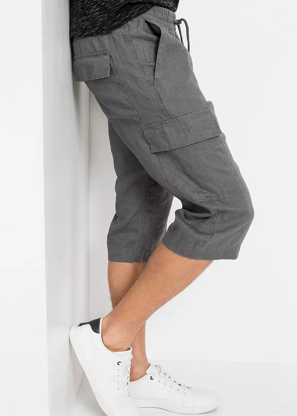 Bonprix Schlupf-Cargo-Bermuda Mit Leinen, Regular Fit