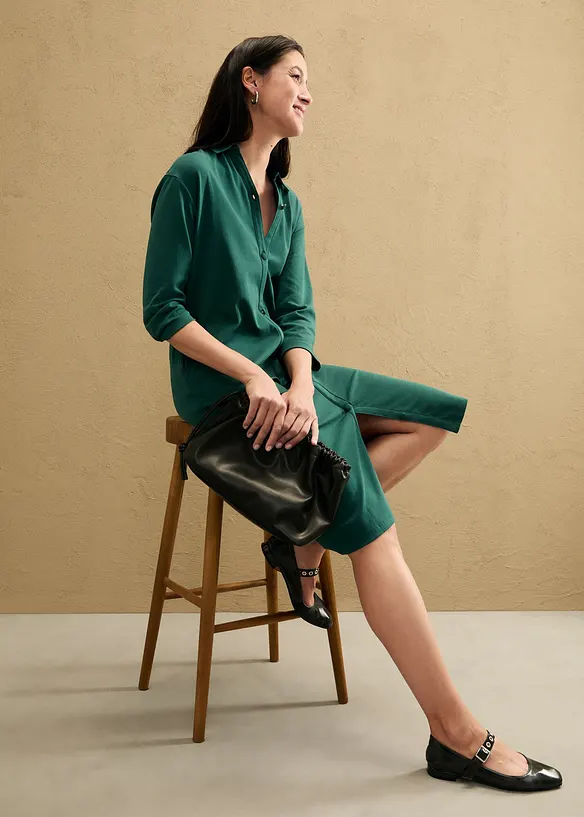 Bpc Bonprix Collection Shirt-Blusen-Kleid In Midi-Länge Aus Baumwolle