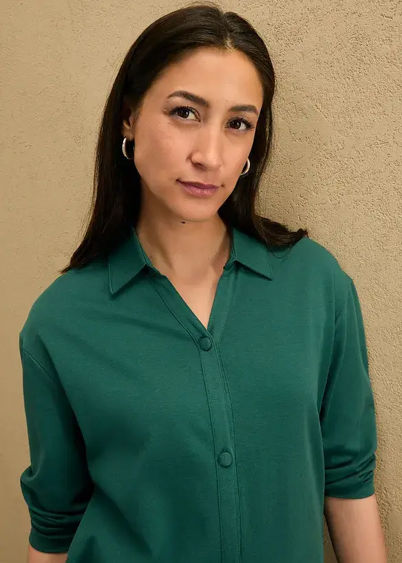 Bpc Bonprix Collection Shirt-Blusen-Kleid In Midi-Länge Aus Baumwolle