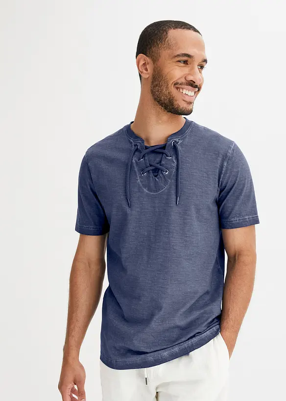 John Baner JEANSWEAR T-Shirt Aus Bio-Baumwolle Mit Schnürung