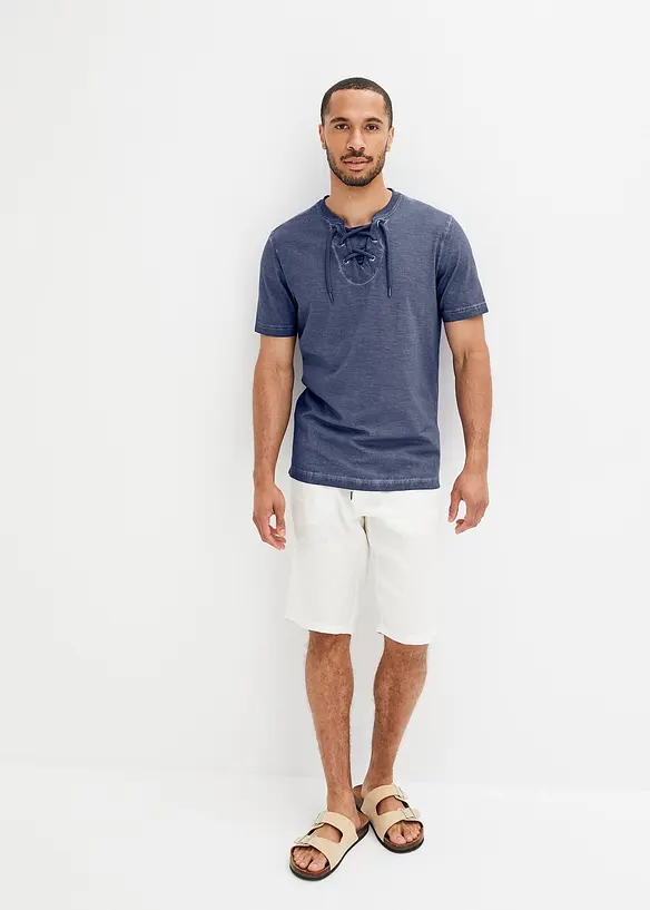 John Baner JEANSWEAR T-Shirt Aus Bio-Baumwolle Mit Schnürung