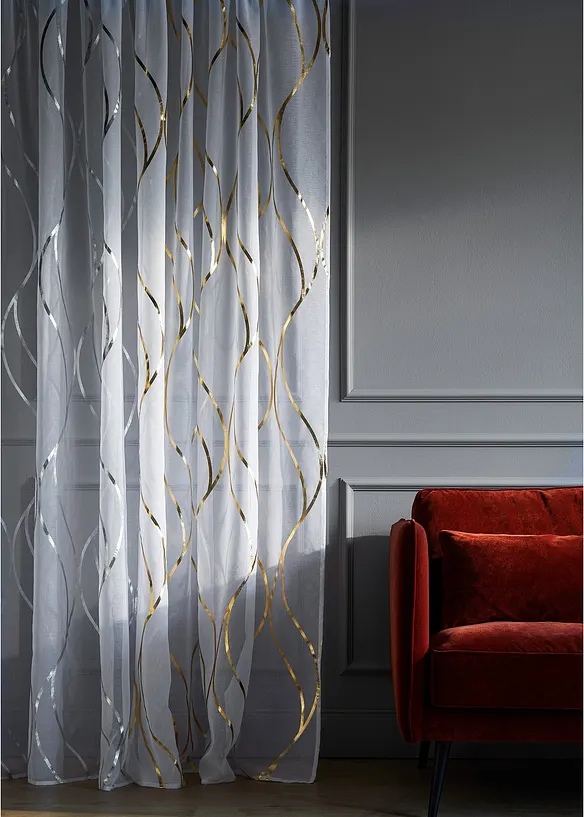 Bonprix Transparente Gardine Mit Glanz Druck (1er Pack)