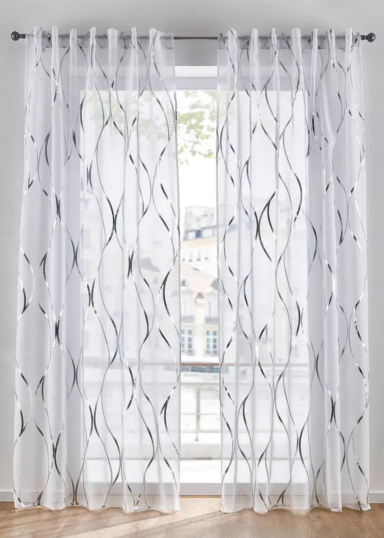 bonprix Transparente Gardine mit Glanz Druck (1er Pack)