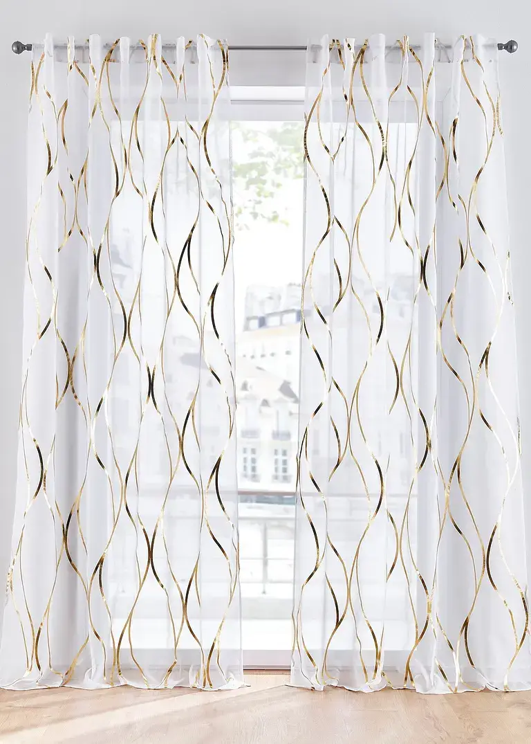bonprix Transparente Gardine mit Glanz Druck (1er Pack)