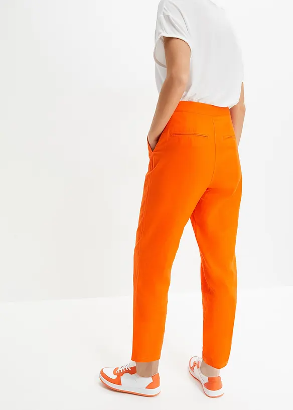 Bonprix Verkürzte High-Waist-Leinenhose Und Elastikeinsatz