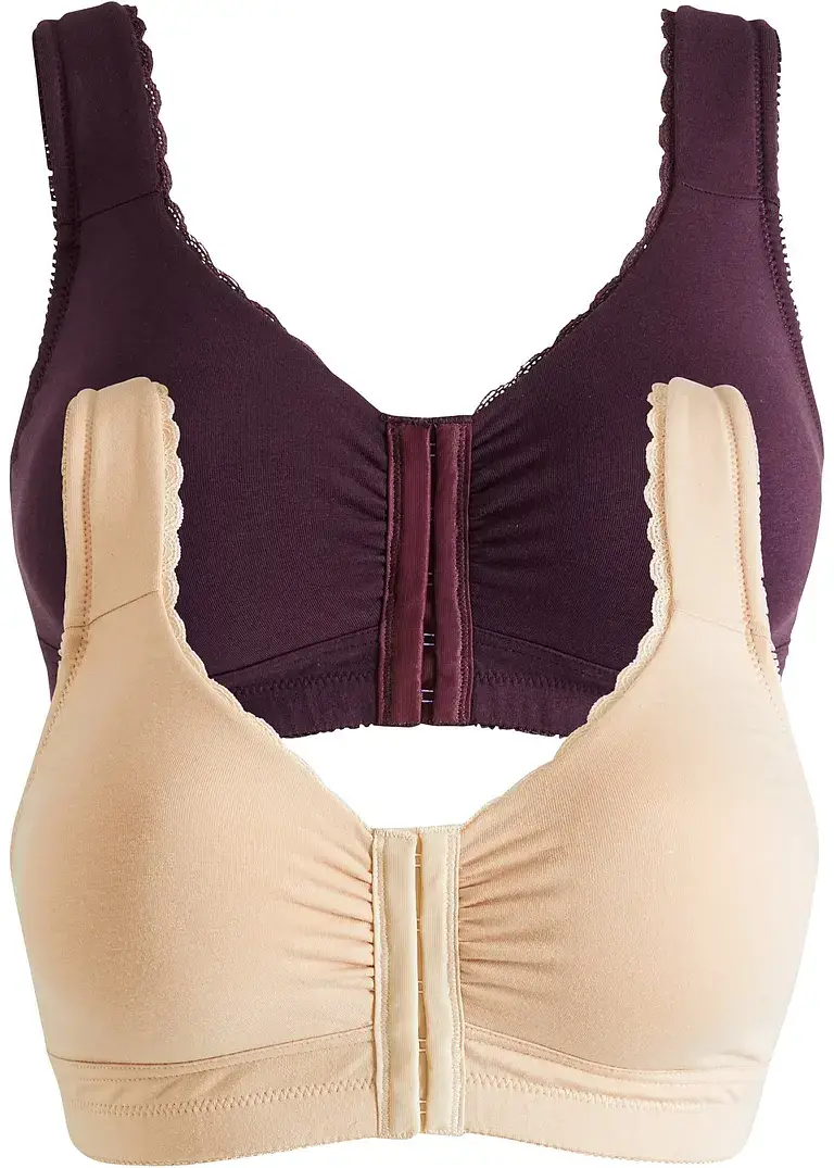 bpc bonprix collection Vorderverschluss-BH ohne Bügel mit Bio-Baumwolle (2er Pack)