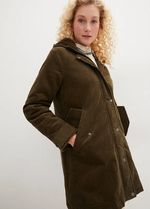Bpc Bonprix Collection Warmer Cord-Parka Mit Teddy-Futter In Der Kapuze, In A-Linie