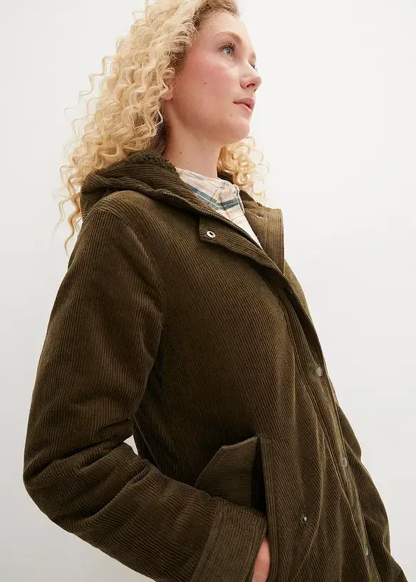 Bpc Bonprix Collection Warmer Cord-Parka Mit Teddy-Futter In Der Kapuze, In A-Linie