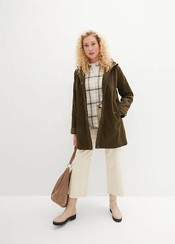 Bpc Bonprix Collection Warmer Cord-Parka Mit Teddy-Futter In Der Kapuze, In A-Linie
