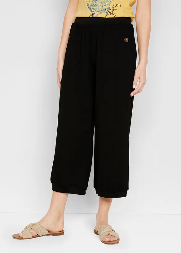 Bpc Bonprix Collection Weite Hose Aus Punto Di Roma Mit Rundumbequembund Und Rippenbündchen Am Saum