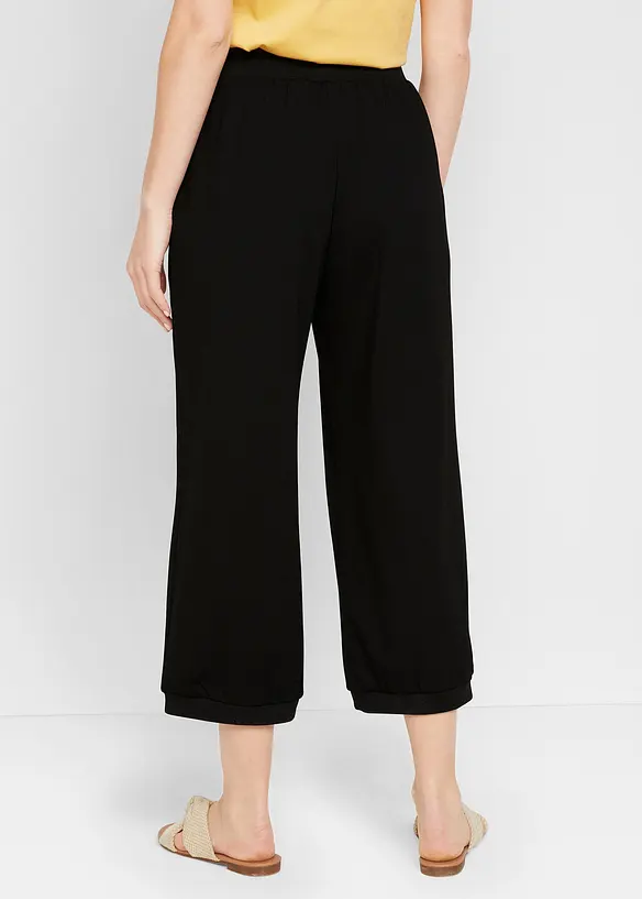 Bpc Bonprix Collection Weite Hose Aus Punto Di Roma Mit Rundumbequembund Und Rippenbündchen Am Saum