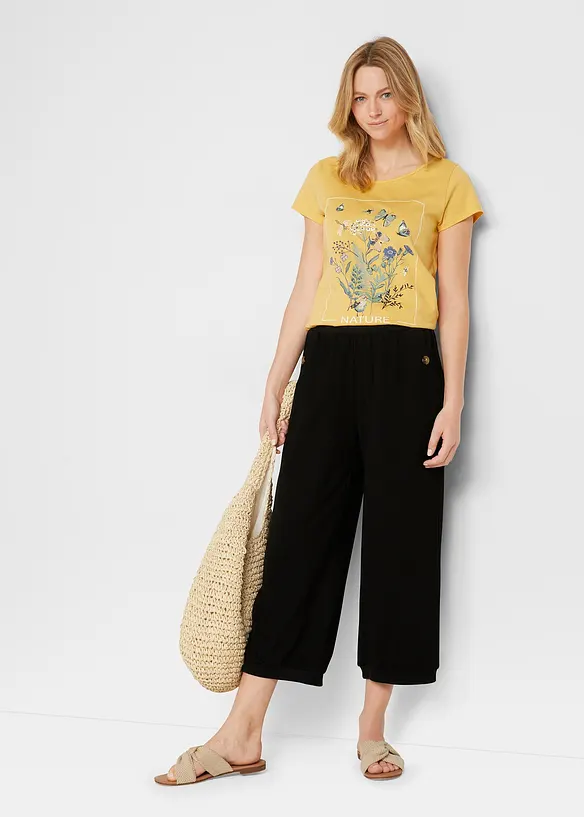 Bpc Bonprix Collection Weite Hose Aus Punto Di Roma Mit Rundumbequembund Und Rippenbündchen Am Saum