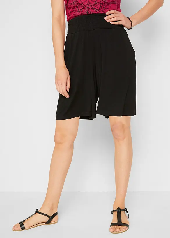 Bonprix Weite Jersey-Bermuda Mit Breitem Komfort-Smokbund Und Seitentaschen