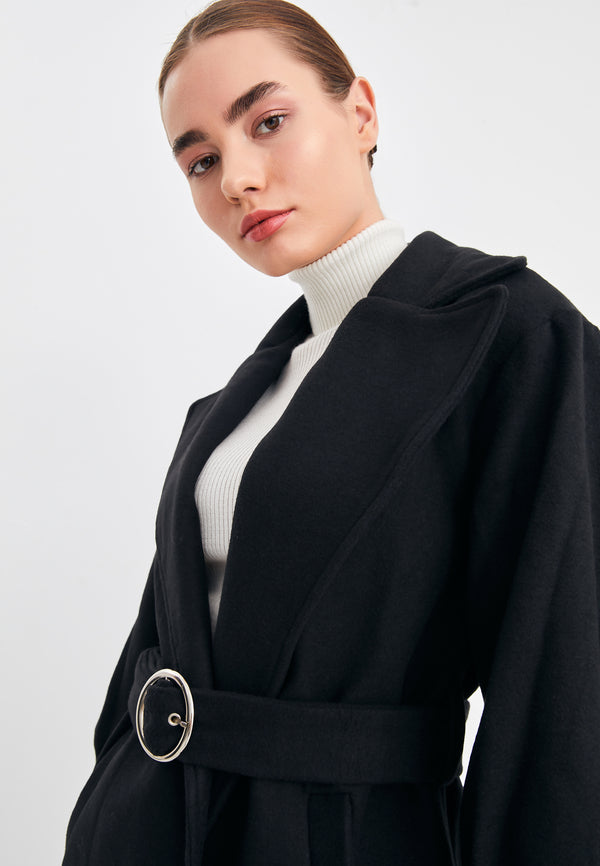 Leif Nelson Langer Mantel Mit Gürtel