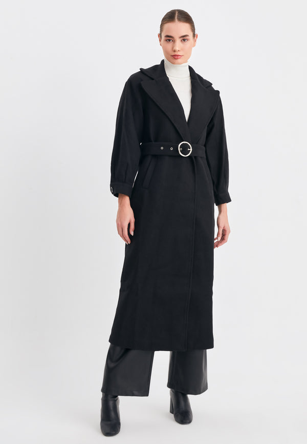 Leif Nelson Langer Mantel mit Gürtel