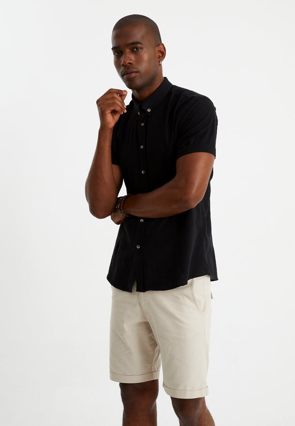 Leif Nelson Leinenhemd Kurzarm