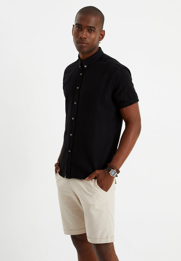 Leif Nelson Leinenhemd Kurzarm