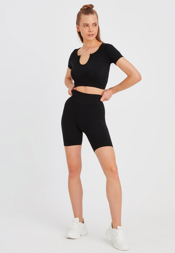 Leif Nelson Seamless Crop Top kurzarm
