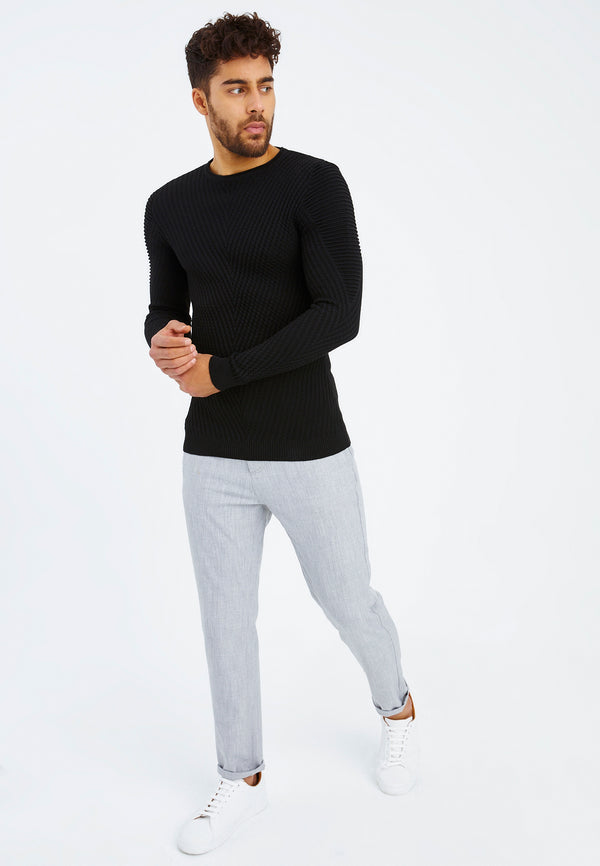 Leif Nelson Strickpullover Feinstrick Rundhals