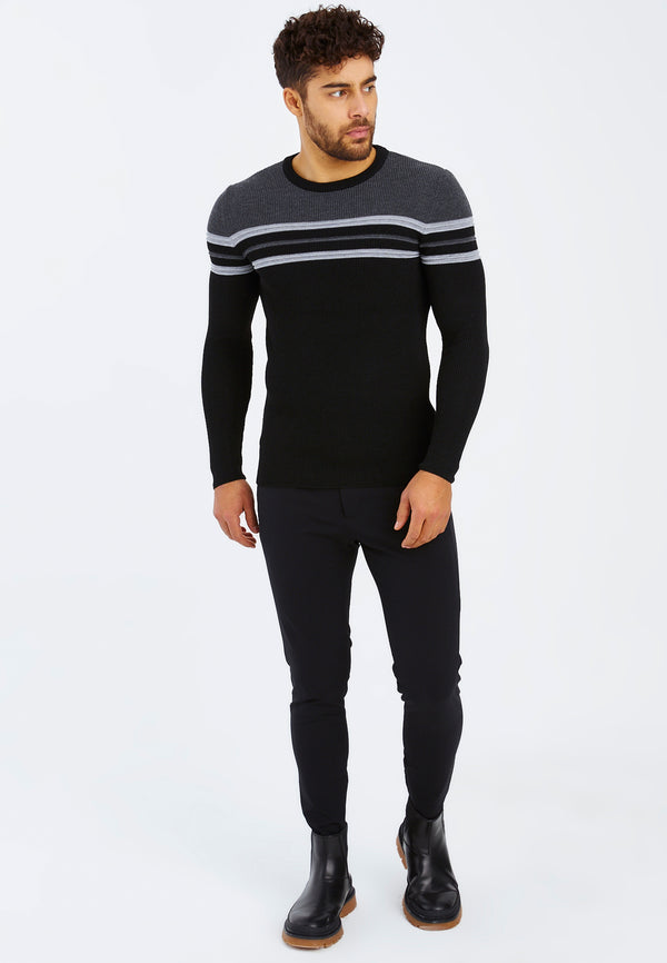Leif Nelson Strickpullover Feinstrick Rundhals