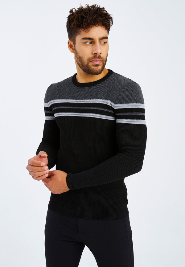 Leif Nelson Strickpullover Feinstrick Rundhals