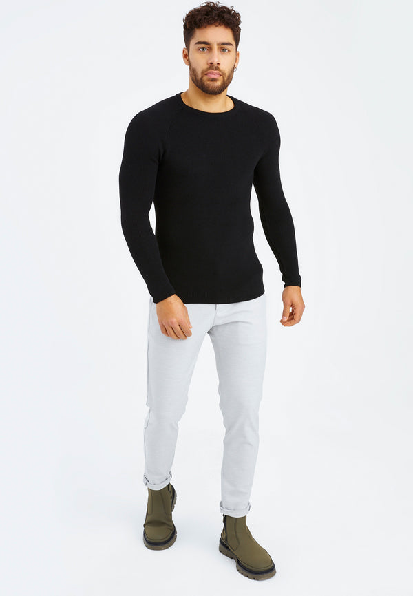 Leif Nelson Strickpullover Feinstrick Rundhals