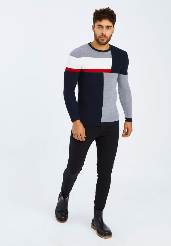 Leif Nelson Strickpullover Feinstrick Rundhals